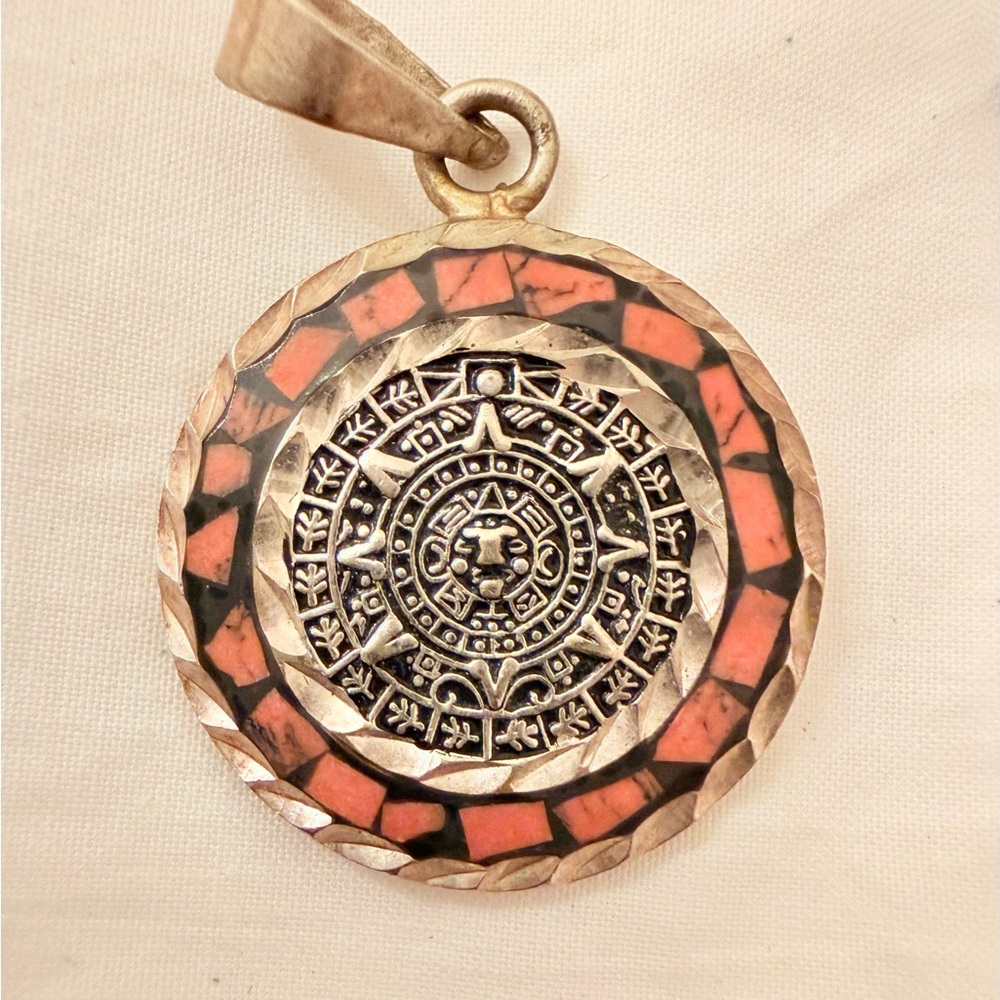 Sterling Silver and Rose Mexican Pendant